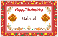 Thumbnail for Personalized Thanksgiving Placemat VI - Foliage Border - Red Background -  View