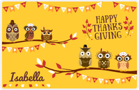 Thumbnail for Personalized Thanksgiving Placemat VII - Thanksgiving Owls - Yellow Background -  View