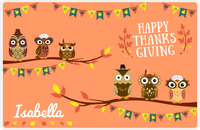 Thumbnail for Personalized Thanksgiving Placemat VII - Thanksgiving Owls - Orange Background -  View