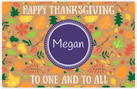 Thumbnail for Personalized Thanksgiving Placemat VIII - Leaves Background - Circle Nameplate -  View