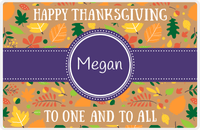 Thumbnail for Personalized Thanksgiving Placemat VIII - Leaves Background - Circle Ribbon Nameplate -  View