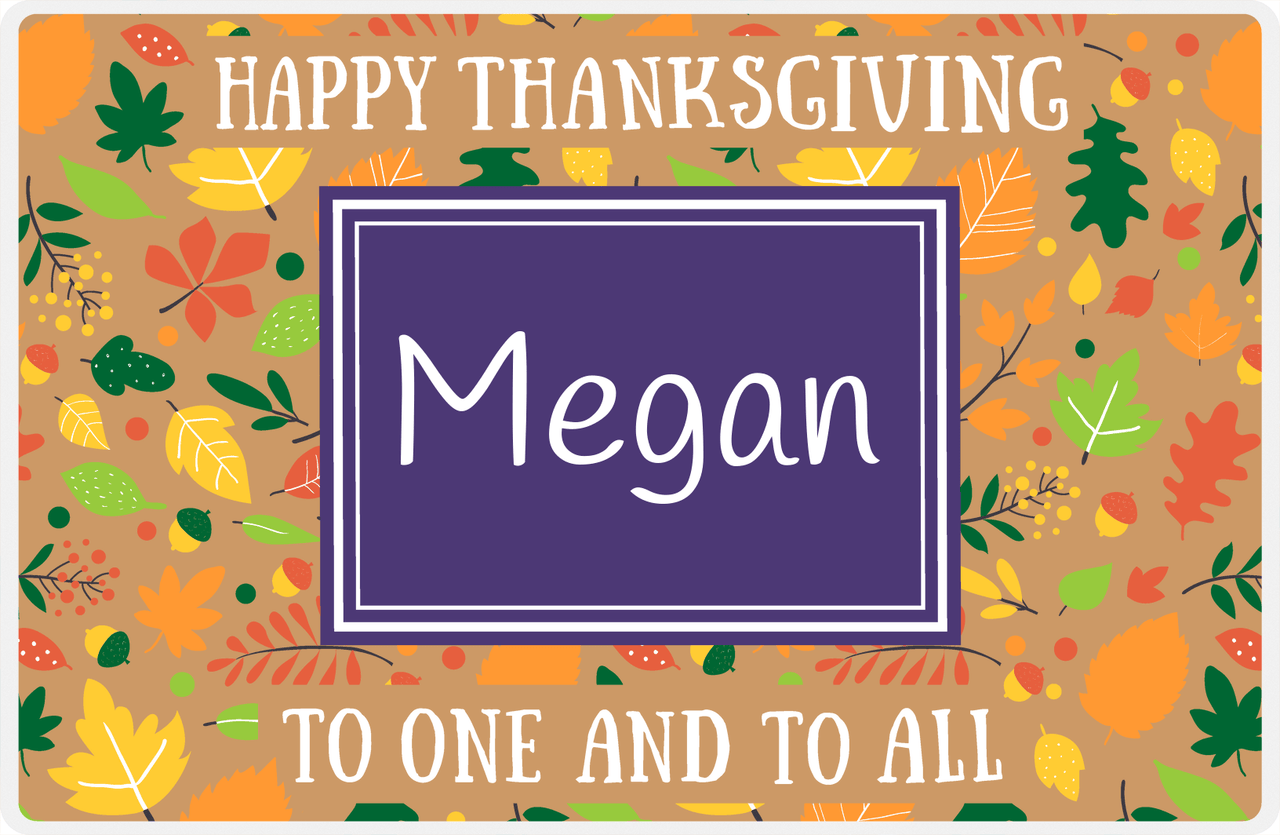 Personalized Thanksgiving Placemat VIII - Leaves Background - Rectangle Nameplate -  View