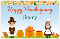 Thumbnail for Personalized Thanksgiving Placemat IX - Thanksgiving Celebration - Brown Hair Characters -  View