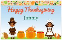 Thumbnail for Personalized Thanksgiving Placemat IX - Thanksgiving Celebration - Black Characters II -  View