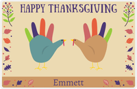 Thumbnail for Personalized Thanksgiving Placemat X - Turkey Hands - Tan Background -  View