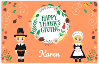 Thumbnail for Personalized Thanksgiving Placemat XI - Happy Thanksgiving - Blonde Characters -  View