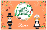Thumbnail for Personalized Thanksgiving Placemat XI - Happy Thanksgiving - Redhead Characters -  View