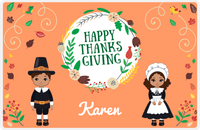 Thumbnail for Personalized Thanksgiving Placemat XI - Happy Thanksgiving - Black Characters I -  View