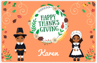 Thumbnail for Personalized Thanksgiving Placemat XI - Happy Thanksgiving - Black Characters II -  View