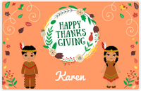 Thumbnail for Personalized Thanksgiving Placemat XI - Happy Thanksgiving - Native American Characters -  View