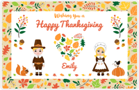 Thumbnail for Personalized Thanksgiving Placemat XII - Foliage Heart - Blonde Characters -  View