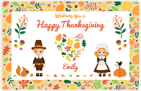 Thumbnail for Personalized Thanksgiving Placemat XII - Foliage Heart - Redhead Characters -  View