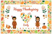 Thumbnail for Personalized Thanksgiving Placemat XII - Foliage Heart - Native American Characters -  View