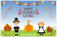 Thumbnail for Personalized Thanksgiving Placemat XIII - Harvest Thanks - Redhead Characters -  View