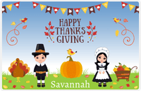 Thumbnail for Personalized Thanksgiving Placemat XIII - Harvest Thanks - Black Hair Characters -  View