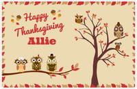Thumbnail for Personalized Thanksgiving Placemat XIV - Happy Owls - Tan Background -  View