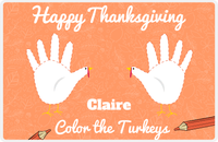 Thumbnail for Personalized Thanksgiving Placemat XV - Coloring Turkeys - Orange Background -  View
