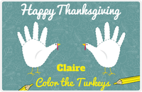 Thumbnail for Personalized Thanksgiving Placemat XV - Coloring Turkeys - Teal Background -  View
