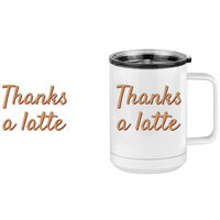 Thumbnail for Thanks A Latte Coffee Mug Tumbler with Handle (15 oz) - Design View