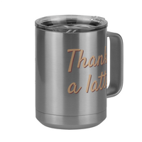 Thumbnail for Thanks A Latte Coffee Mug Tumbler with Handle (15 oz) - Front Right View