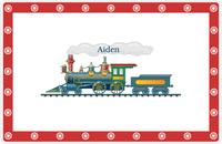 Thumbnail for Personalized Train Placemat - White and Red - Name In Smoke -  View
