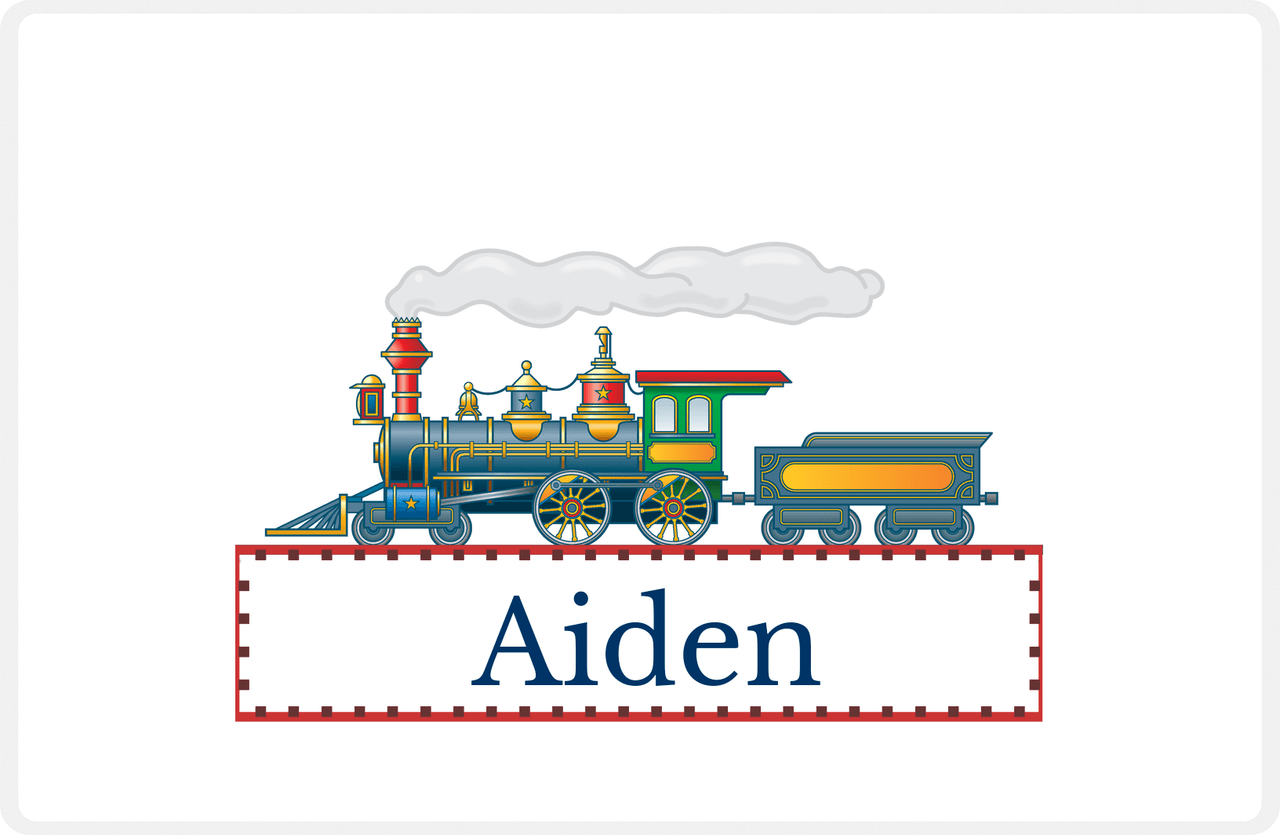 Personalized Train Placemat - White and Red - Track Frame -  View
