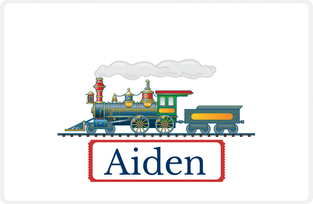 Personalized Train Placemat - White and Red - Ticket -  View