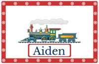 Thumbnail for Personalized Train Placemat - White and Red - Ticket with Border -  View
