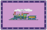Thumbnail for Personalized Train Placemat - Lilac and Indigo - Name in Smoke -  View