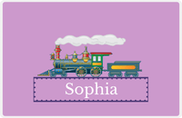Thumbnail for Personalized Train Placemat - Lilac and Indigo - Track Frame -  View