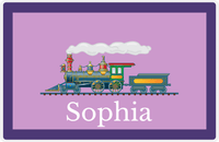 Thumbnail for Personalized Train Placemat - Lilac and Indigo - Solid Border -  View