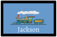Thumbnail for Personalized Train Placemat - Glacier and Black - Solid Border -  View
