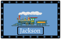 Thumbnail for Personalized Train Placemat - Glacier and Black - Ticket with Border -  View