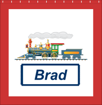Thumbnail for Personalized Train Shower Curtain - White Background - Solid Border with Ticket Nameplate - Decorate View