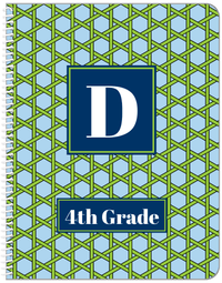 Thumbnail for Personalized Trellis Notebook I - Blue and Green - Square Nameplate - Front View