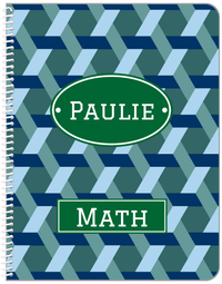 Thumbnail for Personalized Trellis Notebook II - Blue and Green - Oval Nameplate - Front View