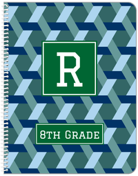 Thumbnail for Personalized Trellis Notebook II - Blue and Green - Square Nameplate - Front View
