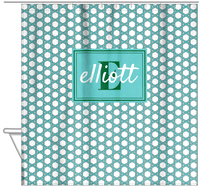 Thumbnail for Personalized Trellis I Shower Curtain - Teal and Green - Rectangle Nameplate - Hanging View