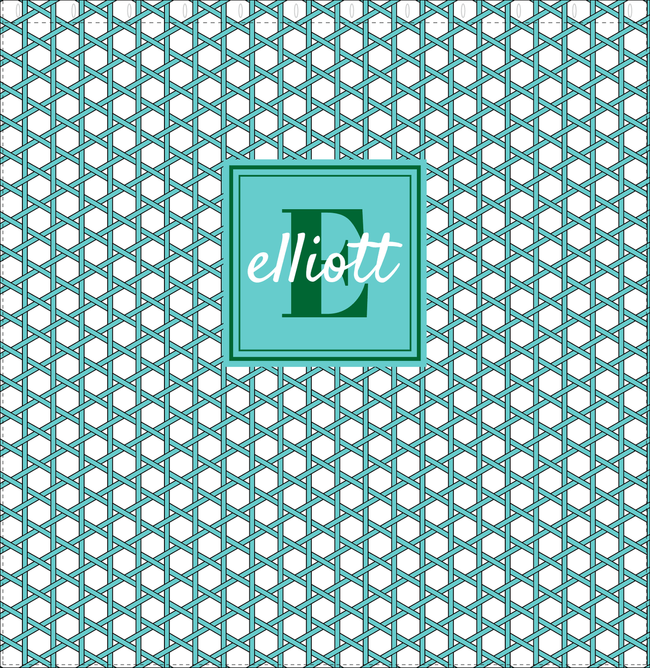 Personalized Trellis I Shower Curtain - Teal and Green - Square Nameplate - Decorate View