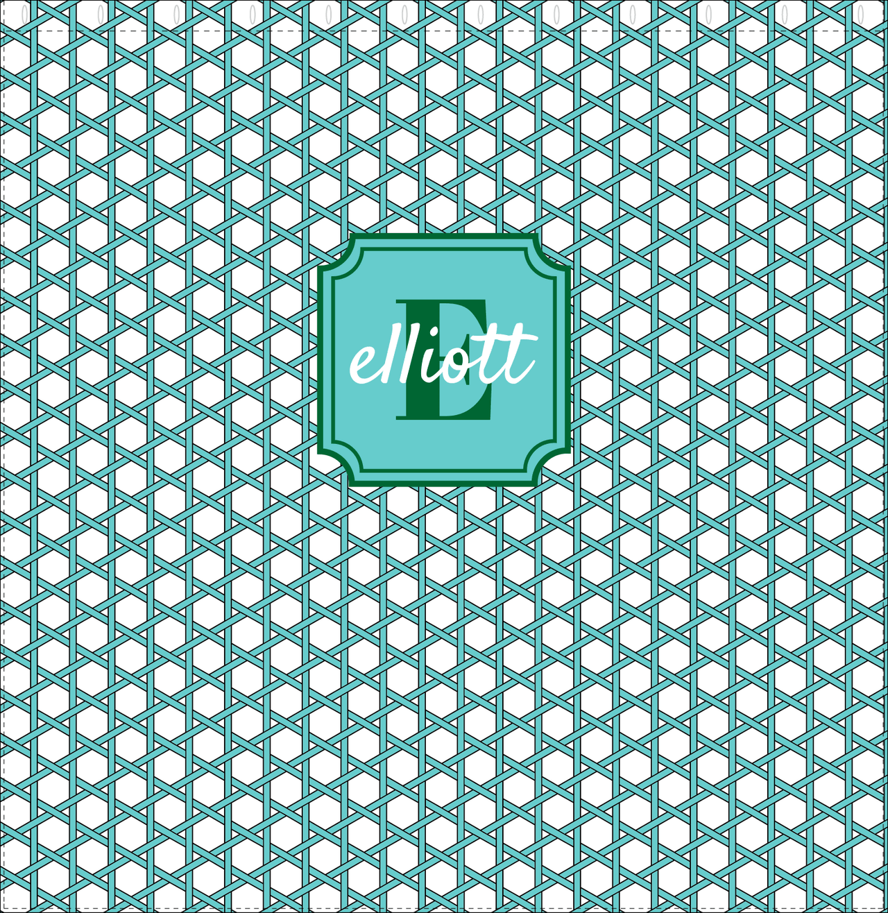 Personalized Trellis I Shower Curtain - Teal and Green - Stamp Nameplate - Decorate View