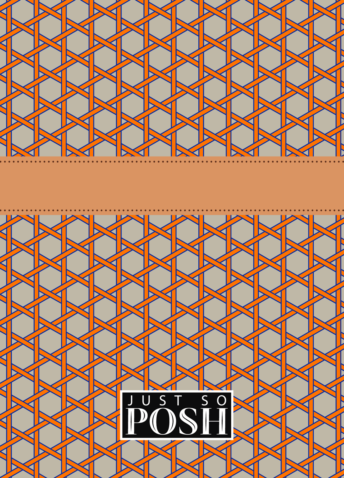 Personalized Trellis I Journal - Orange and Tan - Circle Ribbon Nameplate - Back View
