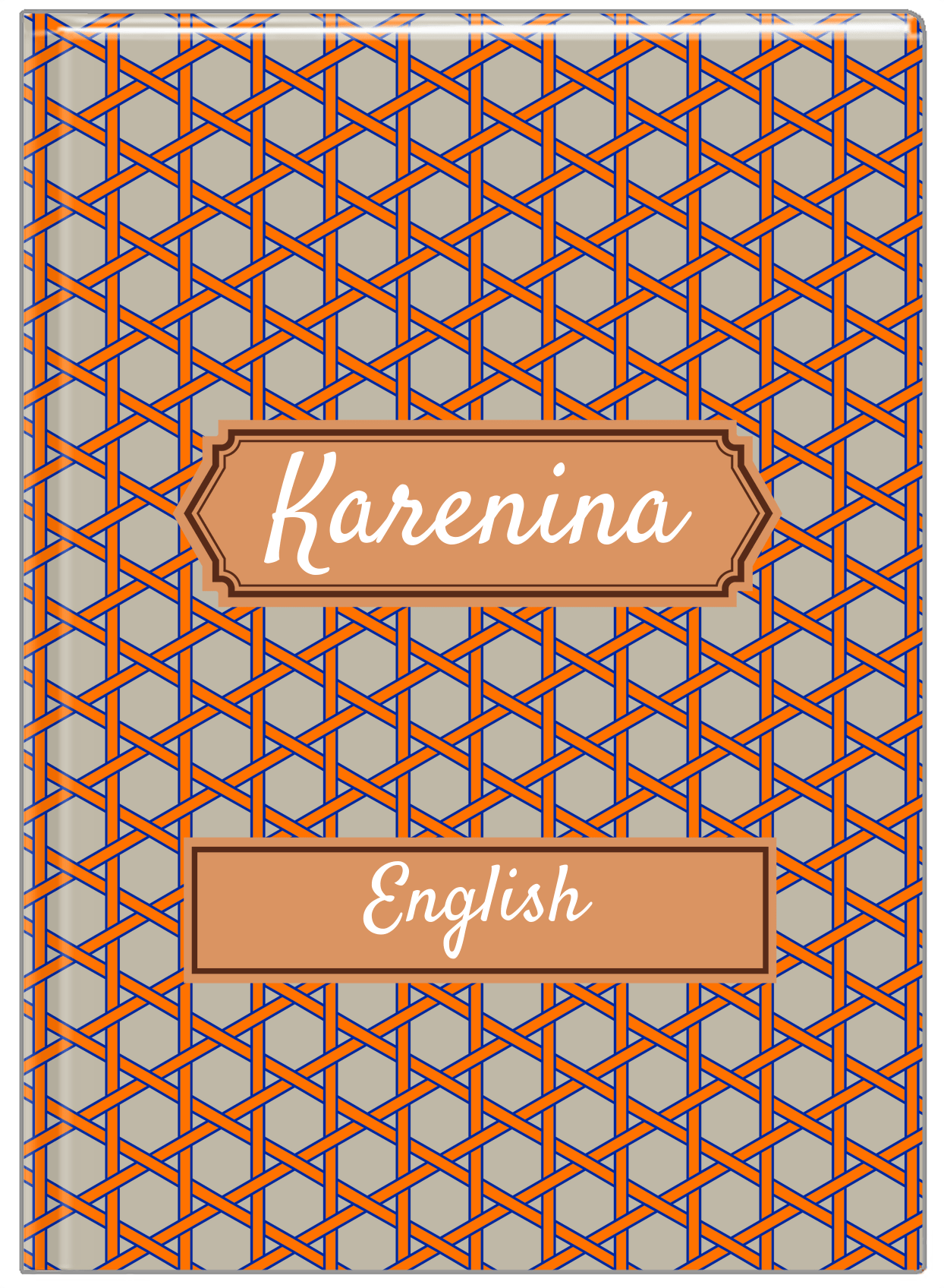 Personalized Trellis I Journal - Orange and Tan - Decorative Rectangle Nameplate - Front View