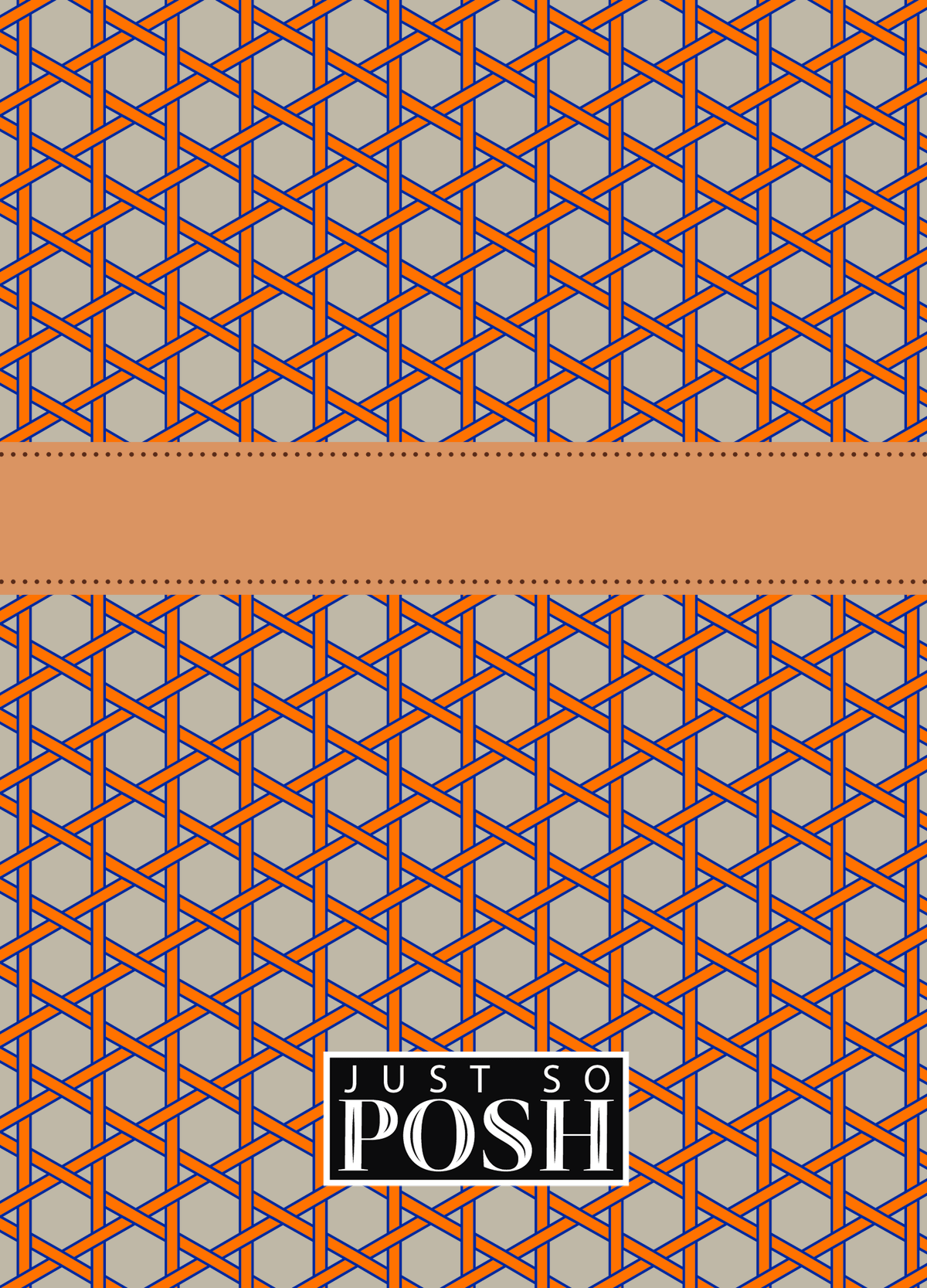 Personalized Trellis I Journal - Orange and Tan - Ribbon Nameplate - Back View