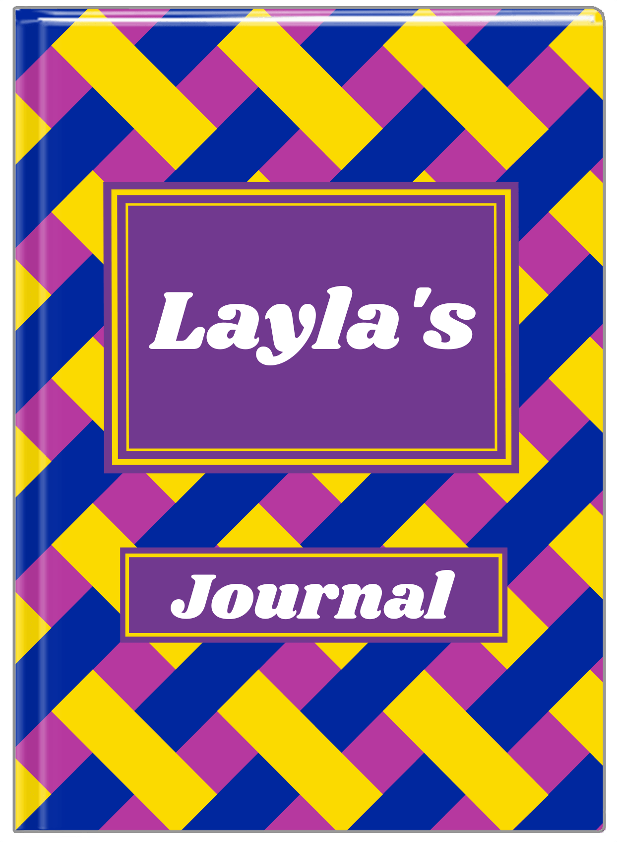 Personalized Trellis III Journal - Blue and Yellow - Rectangle Nameplate - Front View