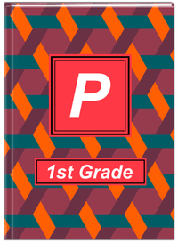 Thumbnail for Personalized Trellis II Journal - Purple and Orange - Square Nameplate - Front View