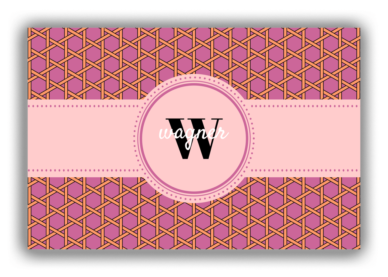 Personalized Trellis Canvas Wrap & Photo Print I - Pink with Circle Ribbon Nameplate - Front View