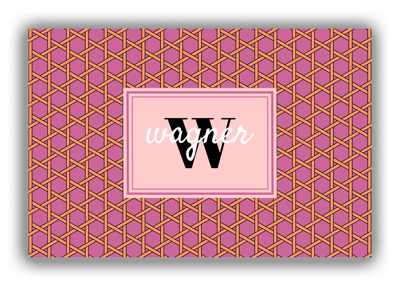 Personalized Trellis Canvas Wrap & Photo Print I - Pink with Rectangle Nameplate - Front View
