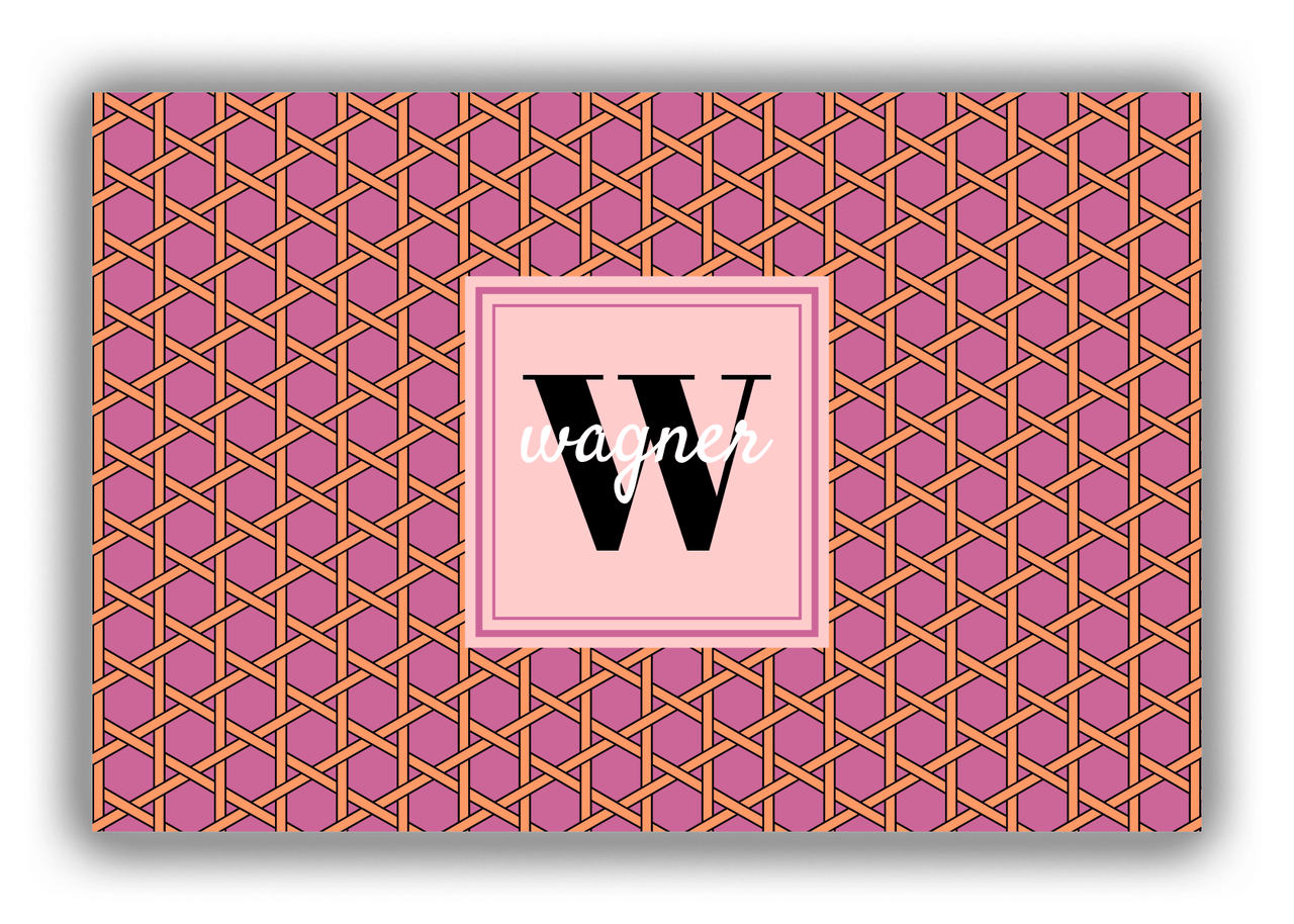 Personalized Trellis Canvas Wrap & Photo Print I - Pink with Square Nameplate - Front View