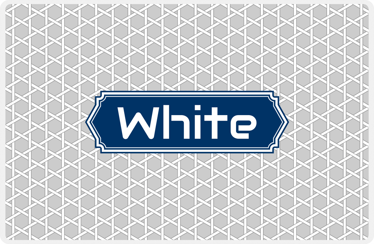 Personalized Trellis Placemat - Light Grey and White - Navy Decorative Rectangle Frame -  View