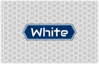 Thumbnail for Personalized Trellis Placemat - Light Grey and White - Navy Decorative Rectangle Frame -  View
